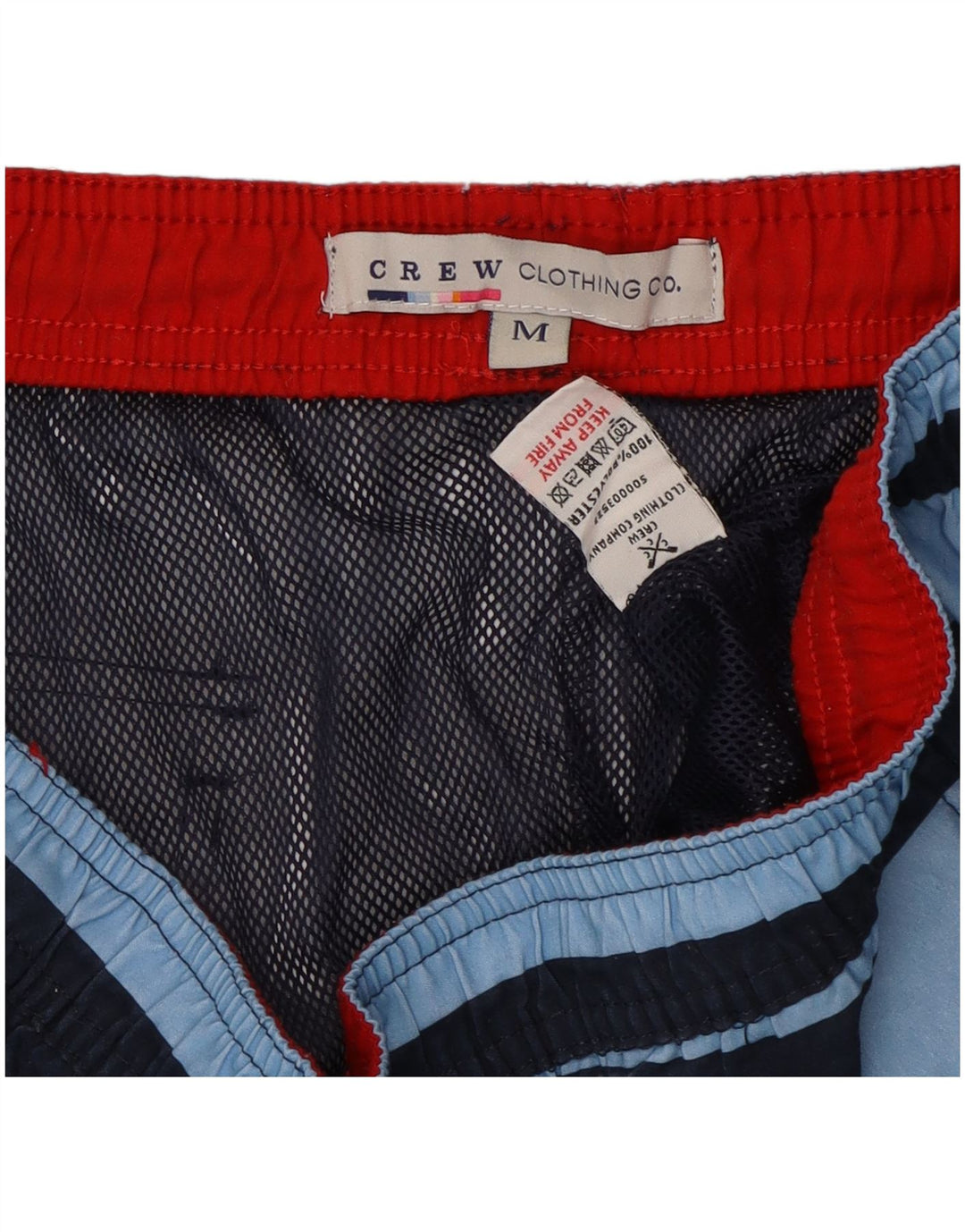 CREW CLOTHING Mens Swimming Shorts Medium  Blue Striped Polyester
