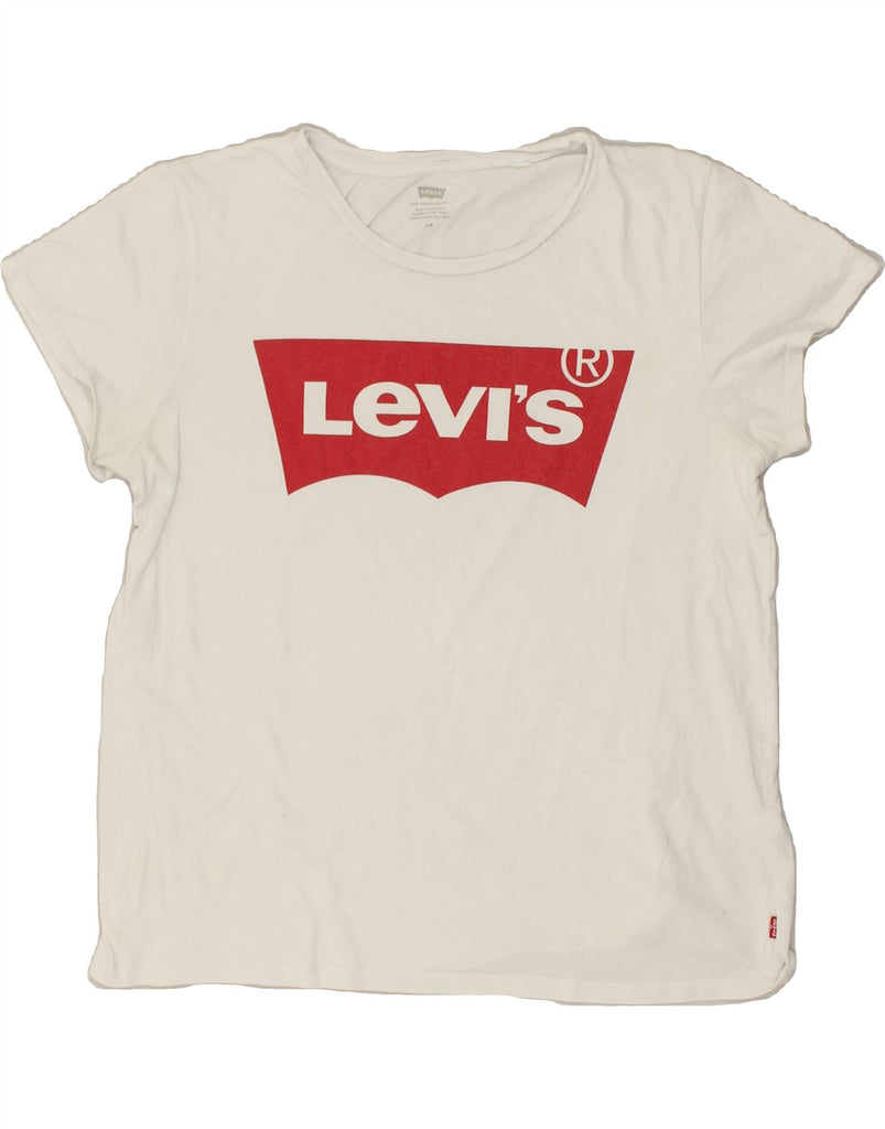 LEVI'S Womens Graphic T-Shirt Top UK 14 Large White | Vintage Levi's | Thrift | Second-Hand Levi's | Used Clothing | Messina Hembry 