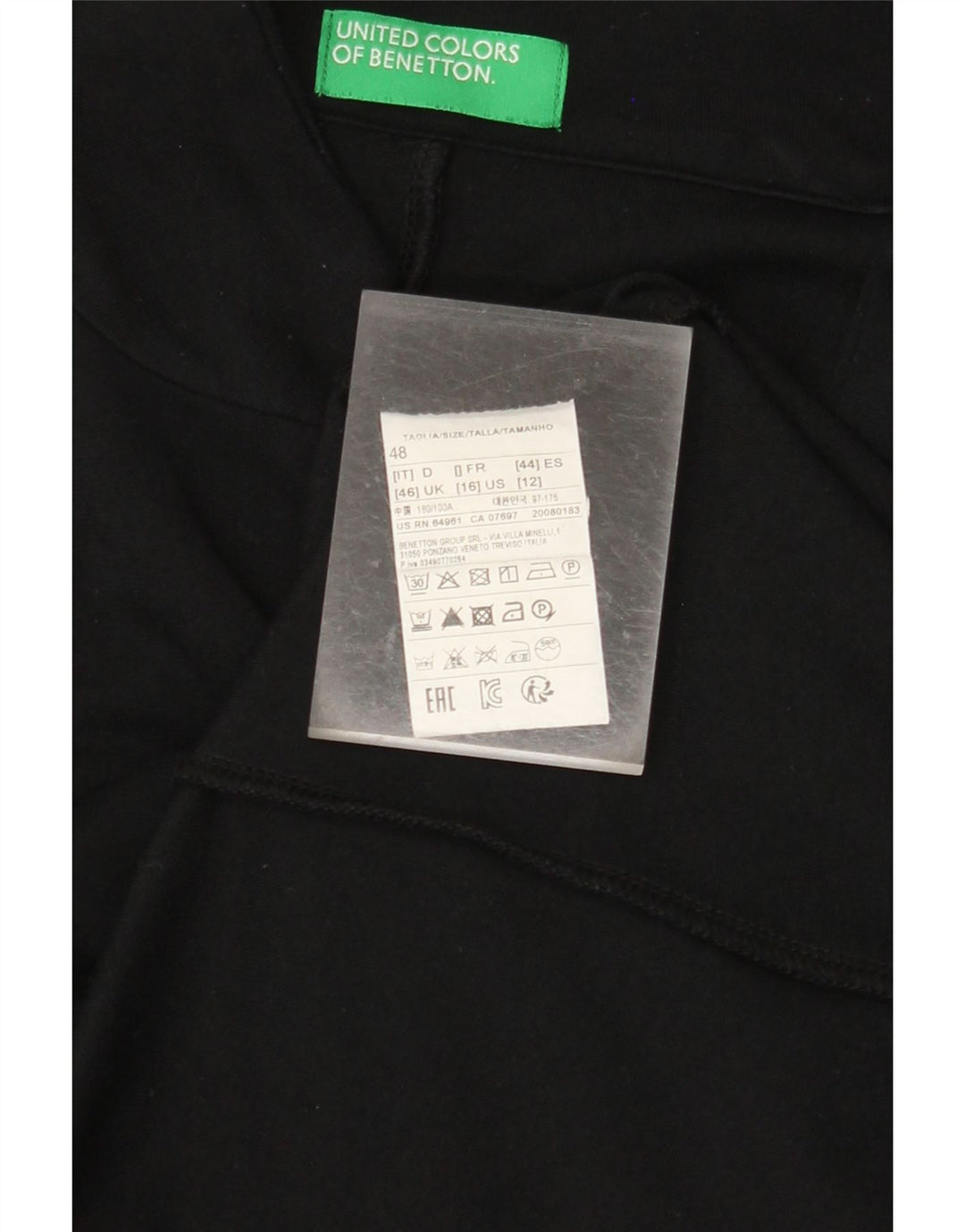 BENETTON Womens 1 Button Blazer Jacket UK 16 Large Black Viscose