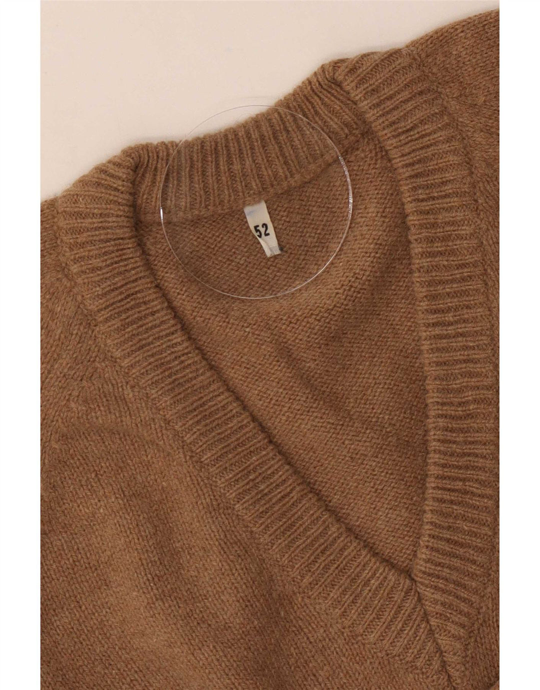 Vintage Mens V-Neck Jumper Sweater IT 52 Large Brown