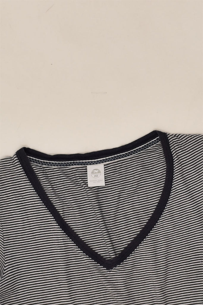 NORTH SAILS Womens T-Shirt Top UK 14 Large Navy Blue Striped Cotton | Vintage North Sails | Thrift | Second-Hand North Sails | Used Clothing | Messina Hembry 