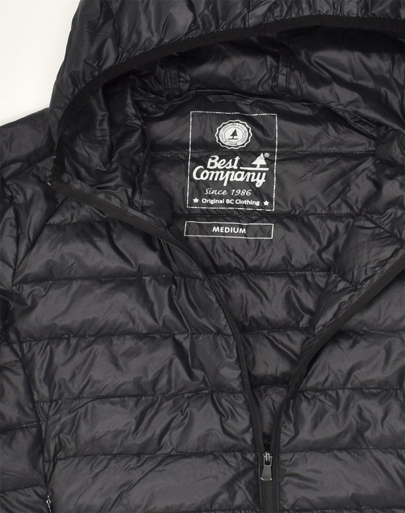 BEST COMPANY Womens Hooded Padded Jacket UK 14 Medium Black Nylon | Vintage Best Company | Thrift | Second-Hand Best Company | Used Clothing | Messina Hembry 