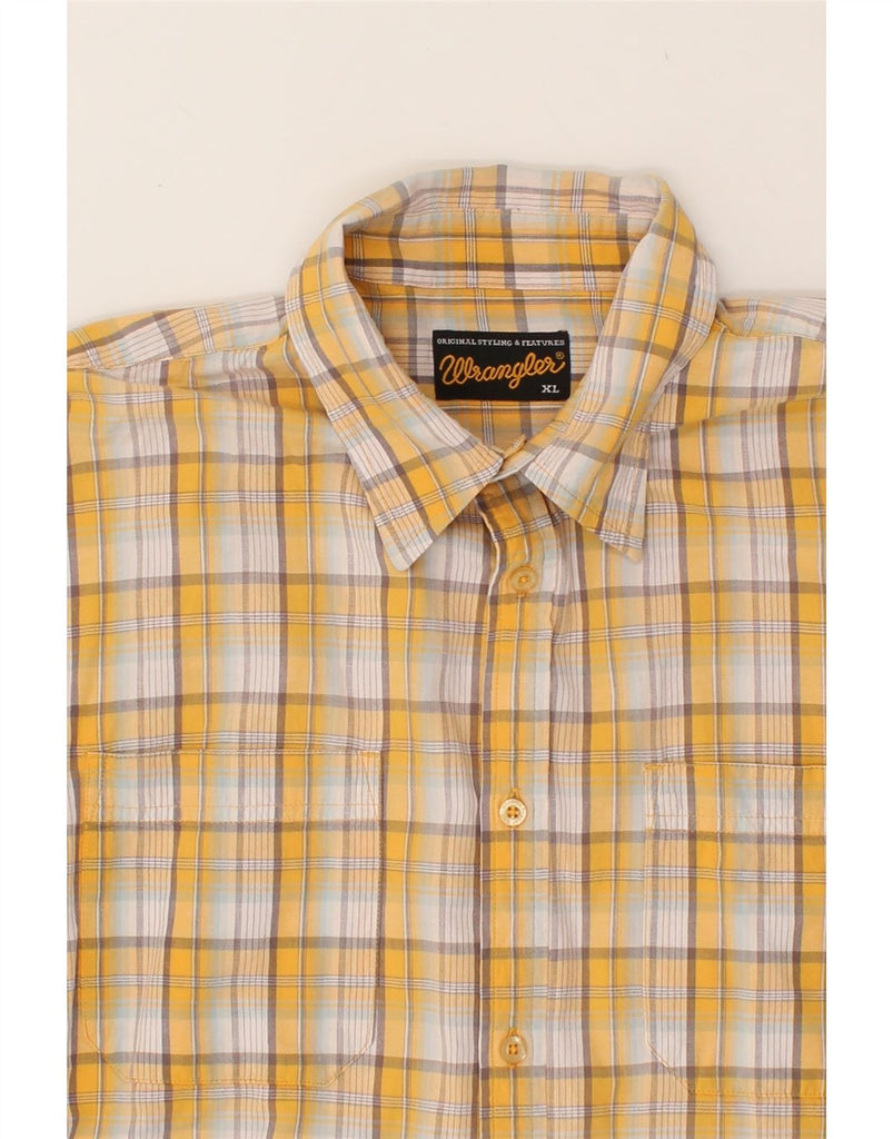 WRANGLER Mens Short Sleeve Shirt XL Yellow Check Cotton | Vintage Wrangler | Thrift | Second-Hand Wrangler | Used Clothing | Messina Hembry 