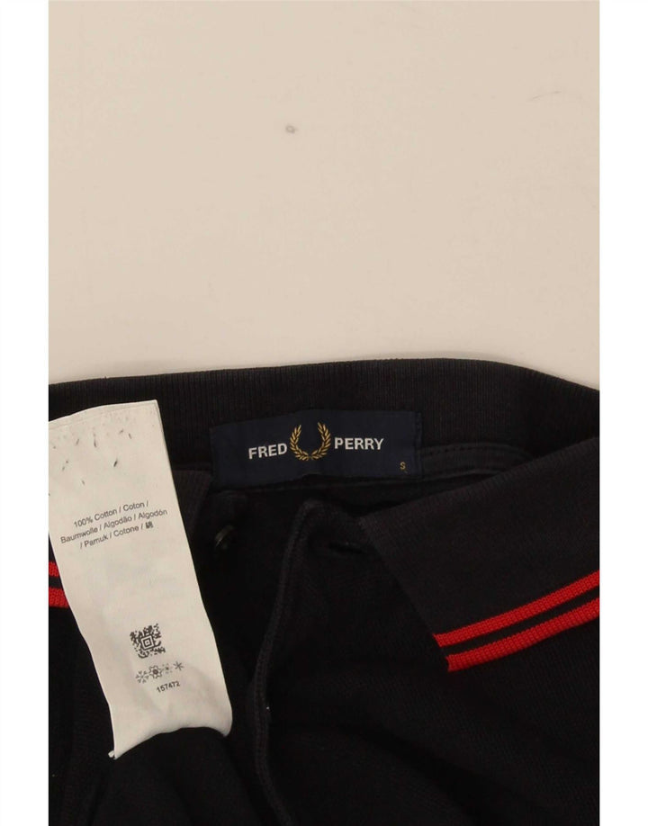 Fred Perry Mens Polo Shirt Small Black Striped Cotton