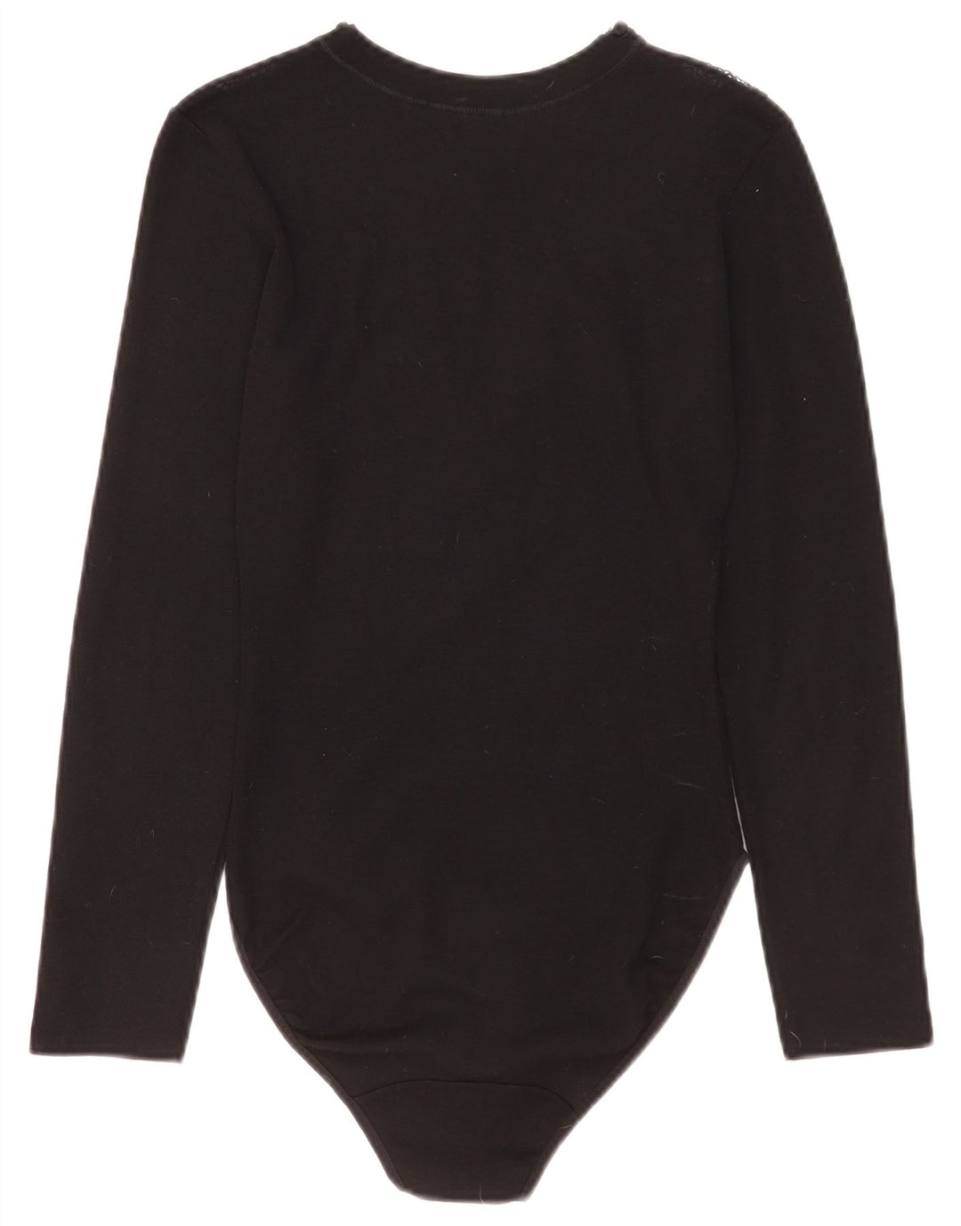 Vintage Womens Long Sleeve Bodysuit UK 2 2XS Black Virgin Wool