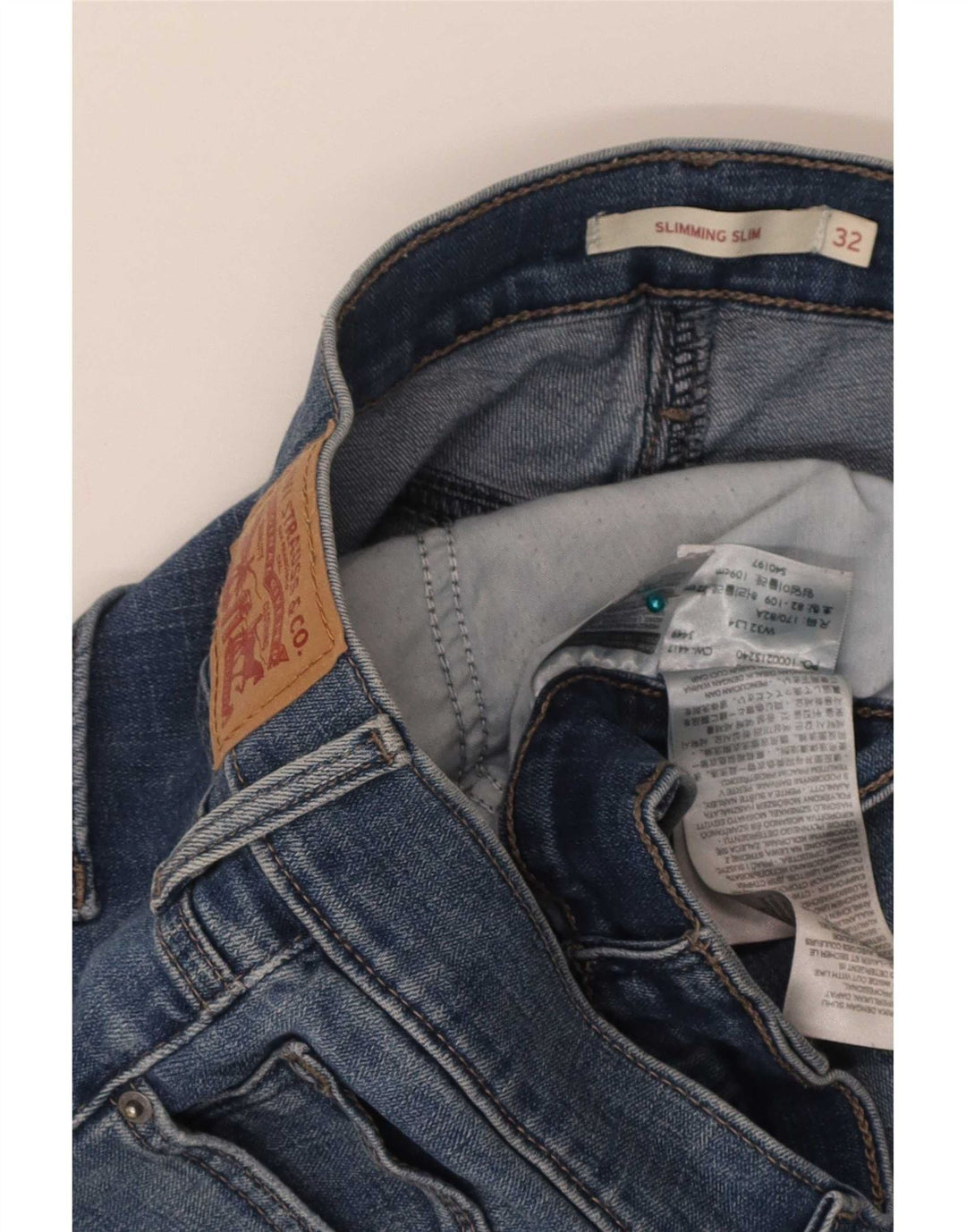 Levi's Womens Slimming Slim Jeans W32 L34 Blue Cotton