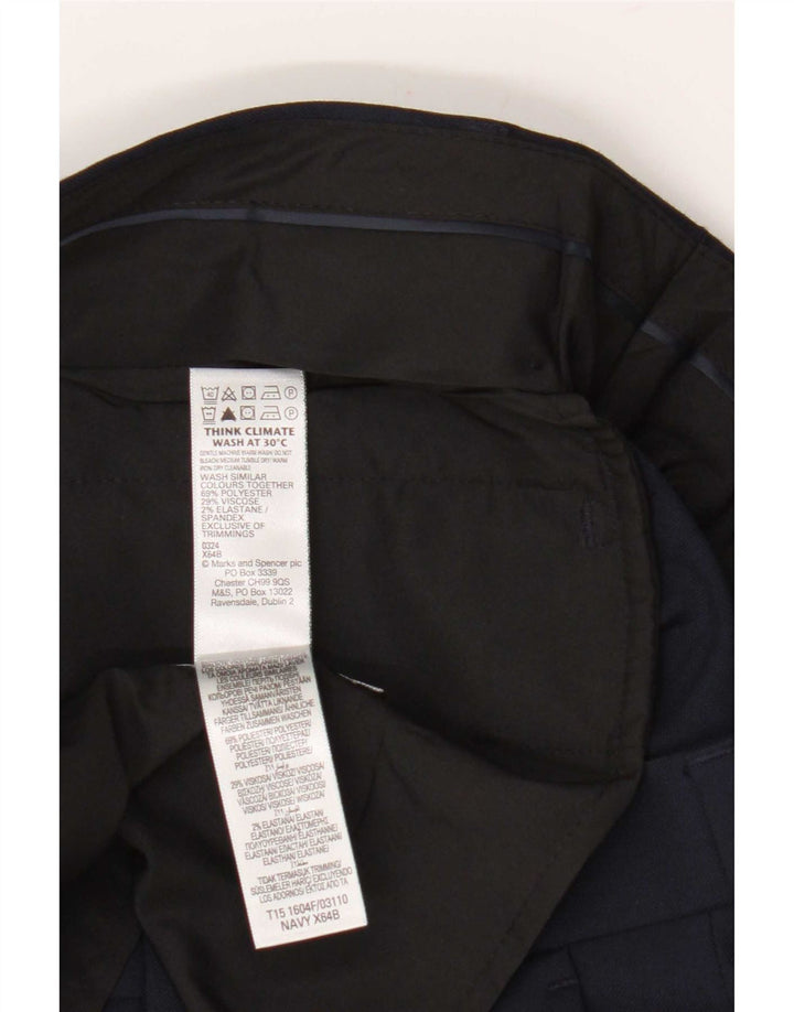 Marks & Spencer Mens Slim Fit Casual Trousers W30 L31 Navy Blue Polyester