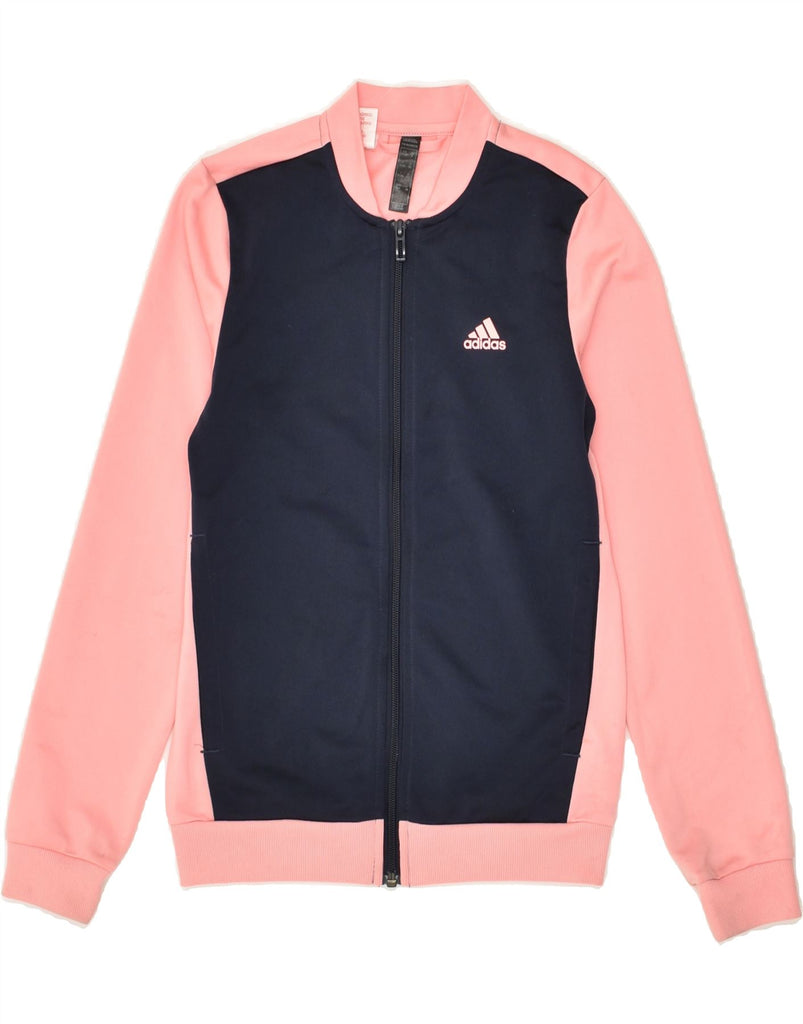 ADIDAS Girls Graphic Tracksuit Top Jacket 11-12 Years Pink Colourblock | Vintage Adidas | Thrift | Second-Hand Adidas | Used Clothing | Messina Hembry 