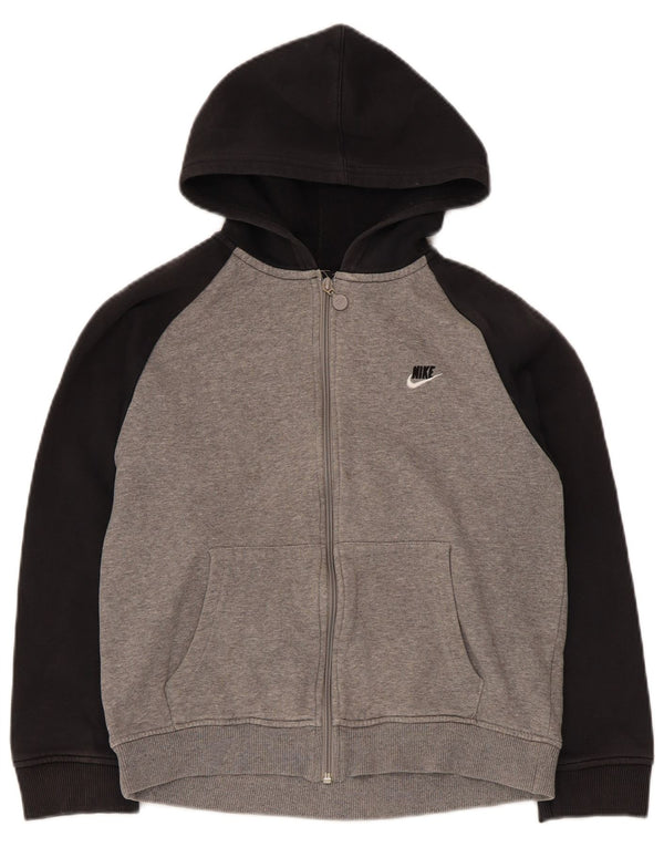 Nike Boys Graphic Zip Hoodie Sweater 10-11 Years Medium Grey Colourblock