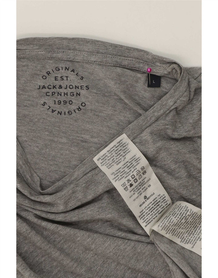 Jack & Jones Mens T-Shirt Top Large Grey Flecked Cotton