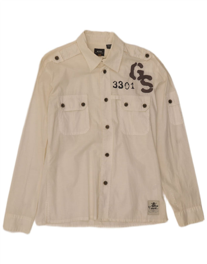 G-Star Mens Graphic Shirt Large White Cotton