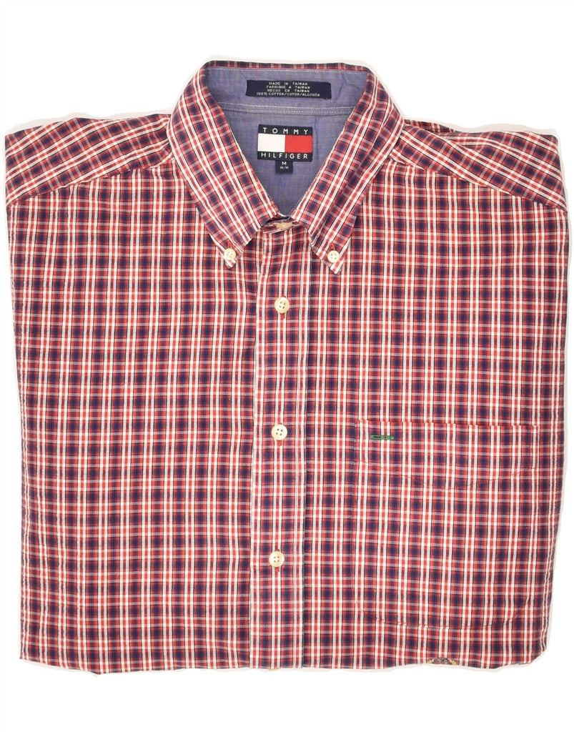 TOMMY HILFIGER Mens Shirt Medium Red Check Cotton | Vintage Tommy Hilfiger | Thrift | Second-Hand Tommy Hilfiger | Used Clothing | Messina Hembry 