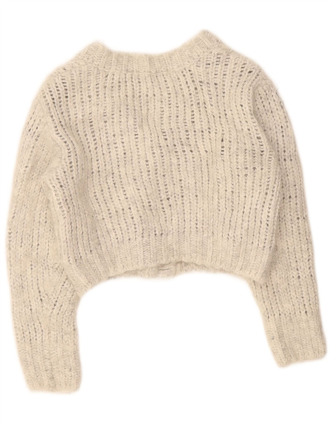 Zara Womens Crop Cardigan Sweater UK 10 Small Grey Nylon