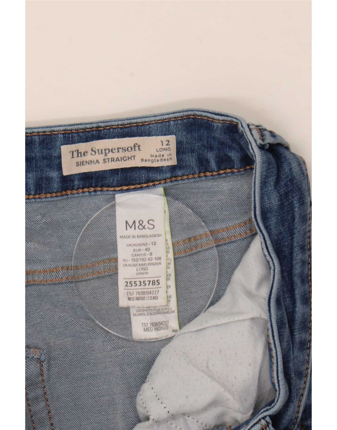 Marks & Spencer Womens Sienna Straight Jeans UK 12 Medium W30 L31 Blue