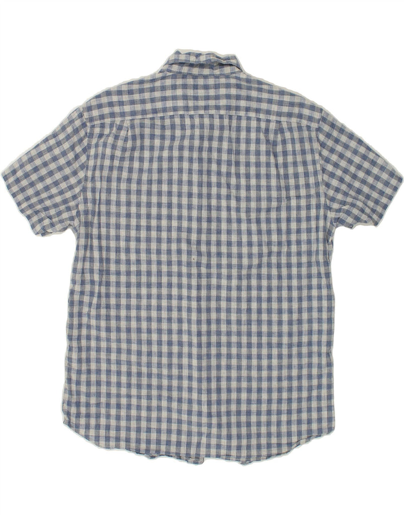 J. CREW Mens Short Sleeve Slim Shirt Large Blue Check Cotton | Vintage J. Crew | Thrift | Second-Hand J. Crew | Used Clothing | Messina Hembry 