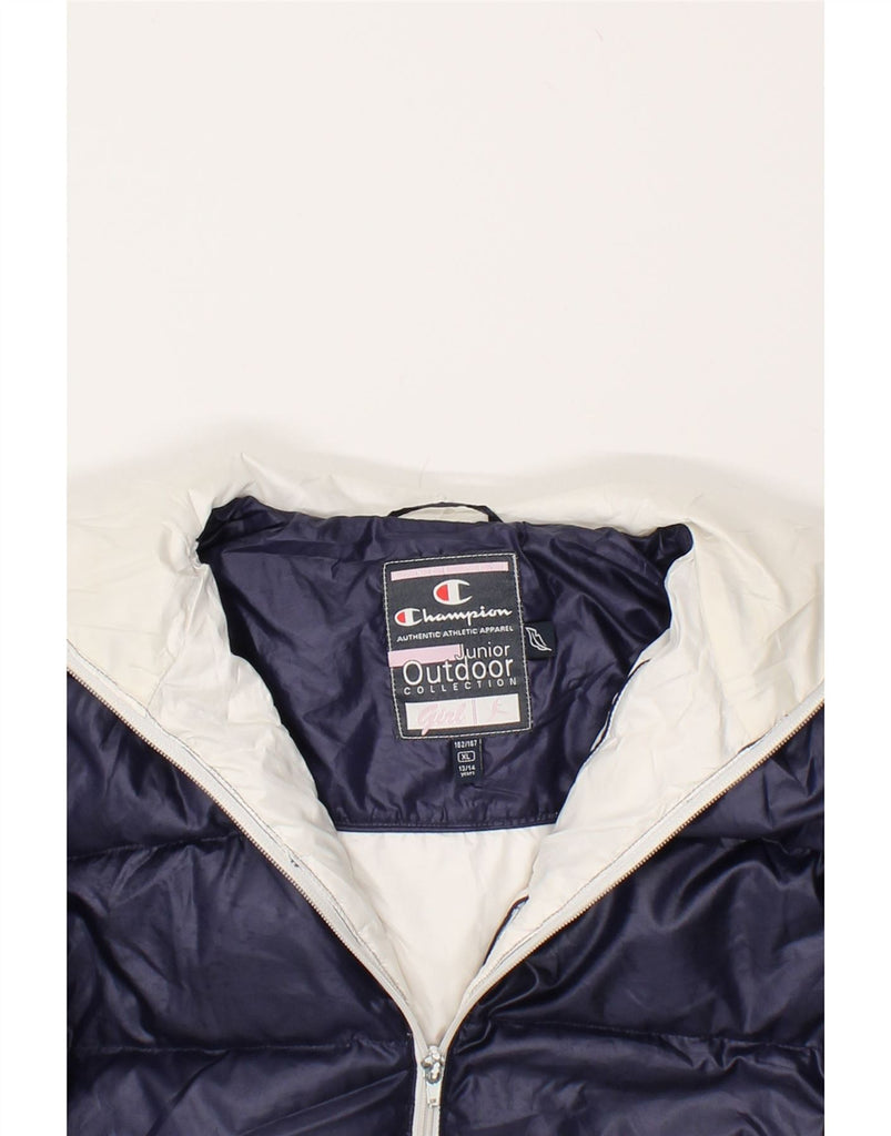 CHAMPION Girls Outdoor Hooded Padded Jacket 13-14 Years XL  Navy Blue | Vintage Champion | Thrift | Second-Hand Champion | Used Clothing | Messina Hembry 