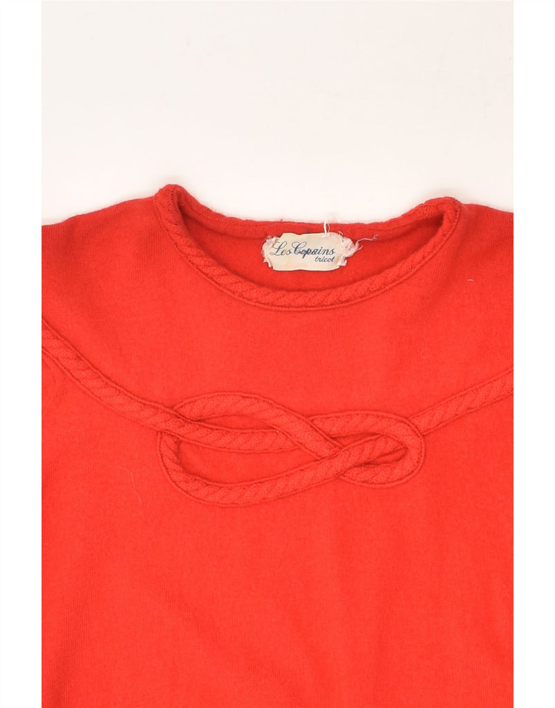 LES COPAINS Womens Crew Neck Jumper Sweater UK 14 Medium Red Virgin Wool | Vintage Les Copains | Thrift | Second-Hand Les Copains | Used Clothing | Messina Hembry 