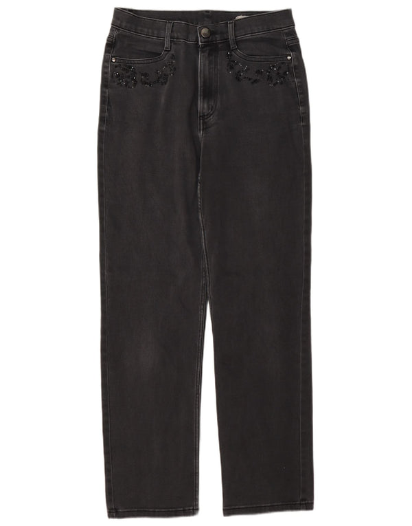 Marks & Spencer Womens Straight Jeans UK 10 Small W27 L28 Grey Cotton