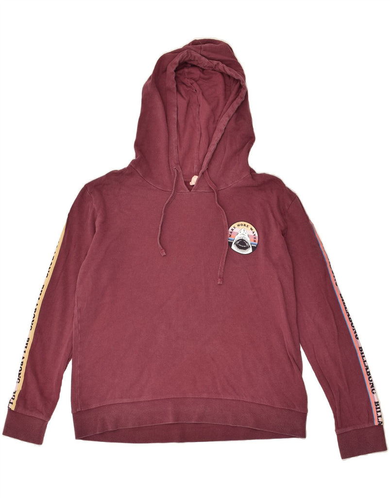 BILLABONG Womens Loose Fit Graphic Hoodie Jumper UK 14 Medium Burgundy | Vintage Billabong | Thrift | Second-Hand Billabong | Used Clothing | Messina Hembry 