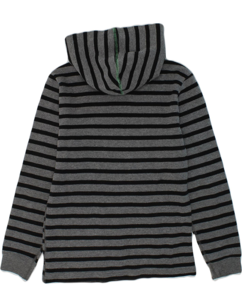 HURLEY Boys Graphic Hoodie Jumper 7-8 Years Medium  Grey Striped Cotton | Vintage Hurley | Thrift | Second-Hand Hurley | Used Clothing | Messina Hembry 