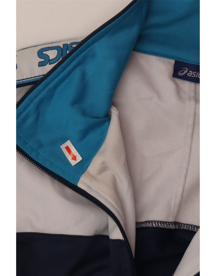 Asics Mens Graphic Tracksuit Top Jacket Large Navy Blue Colourblock