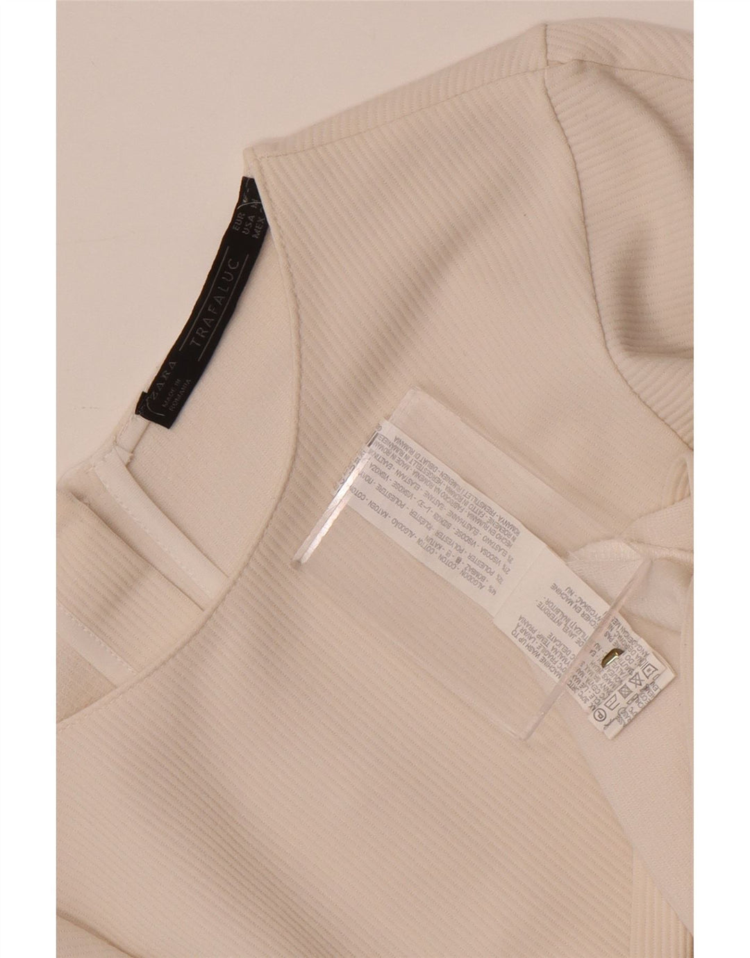 Zara Womens Blouse Top UK 14 Medium White Cotton
