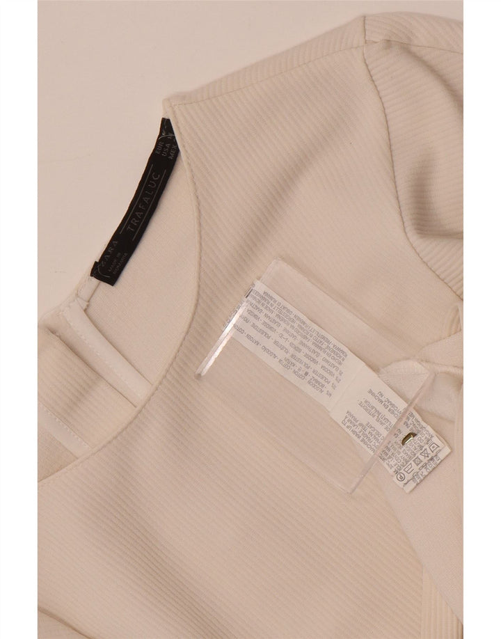 Zara Womens Blouse Top UK 14 Medium White Cotton