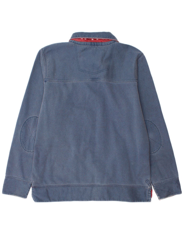 Fat Face Mens Polo Neck Sweatshirt Jumper Large Blue Cotton