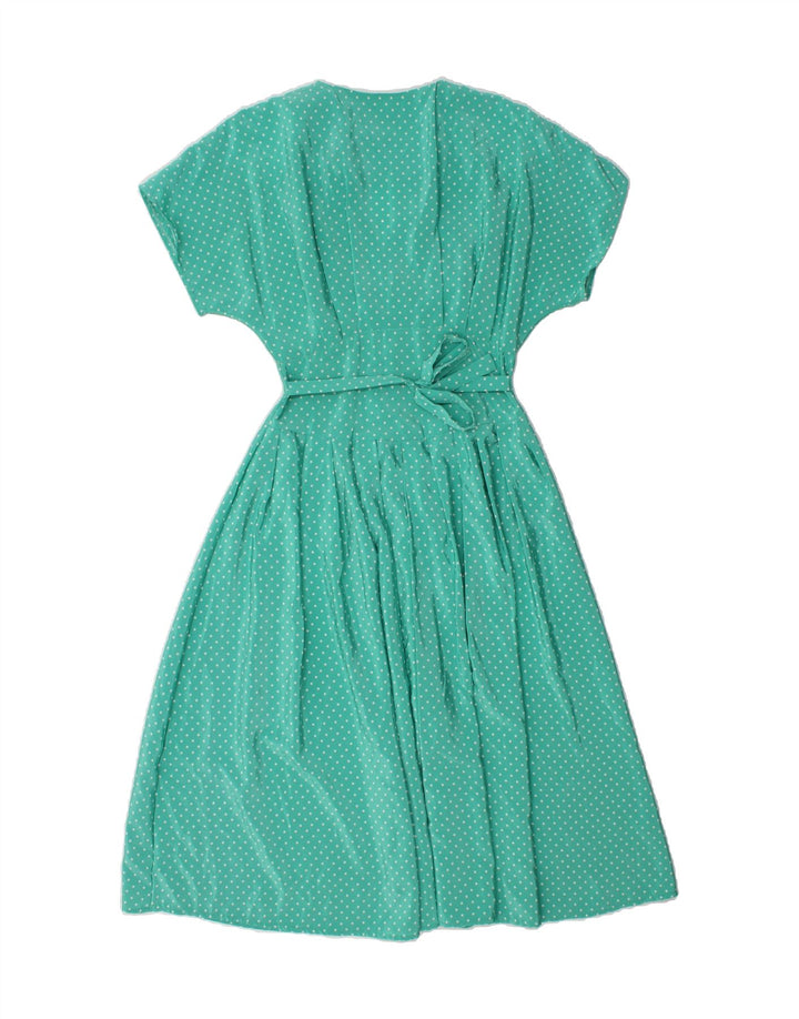 MICHAEL H Womens A-Line Dress UK 10 Small Turquoise Polka Dot Polyester Vintage Michael H and Second-Hand Michael H from Messina Hembry 