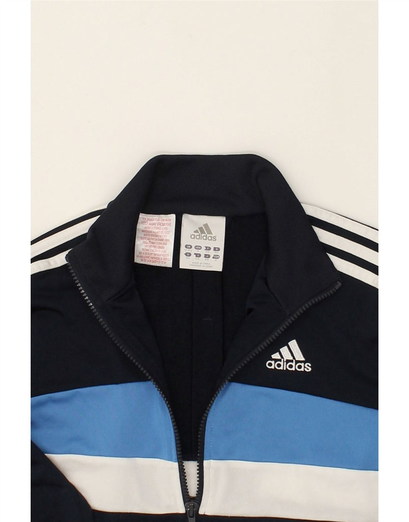 ADIDAS Boys Tracksuit Top Jacket 11-12 Years Navy Blue Striped Polyester | Vintage Adidas | Thrift | Second-Hand Adidas | Used Clothing | Messina Hembry 