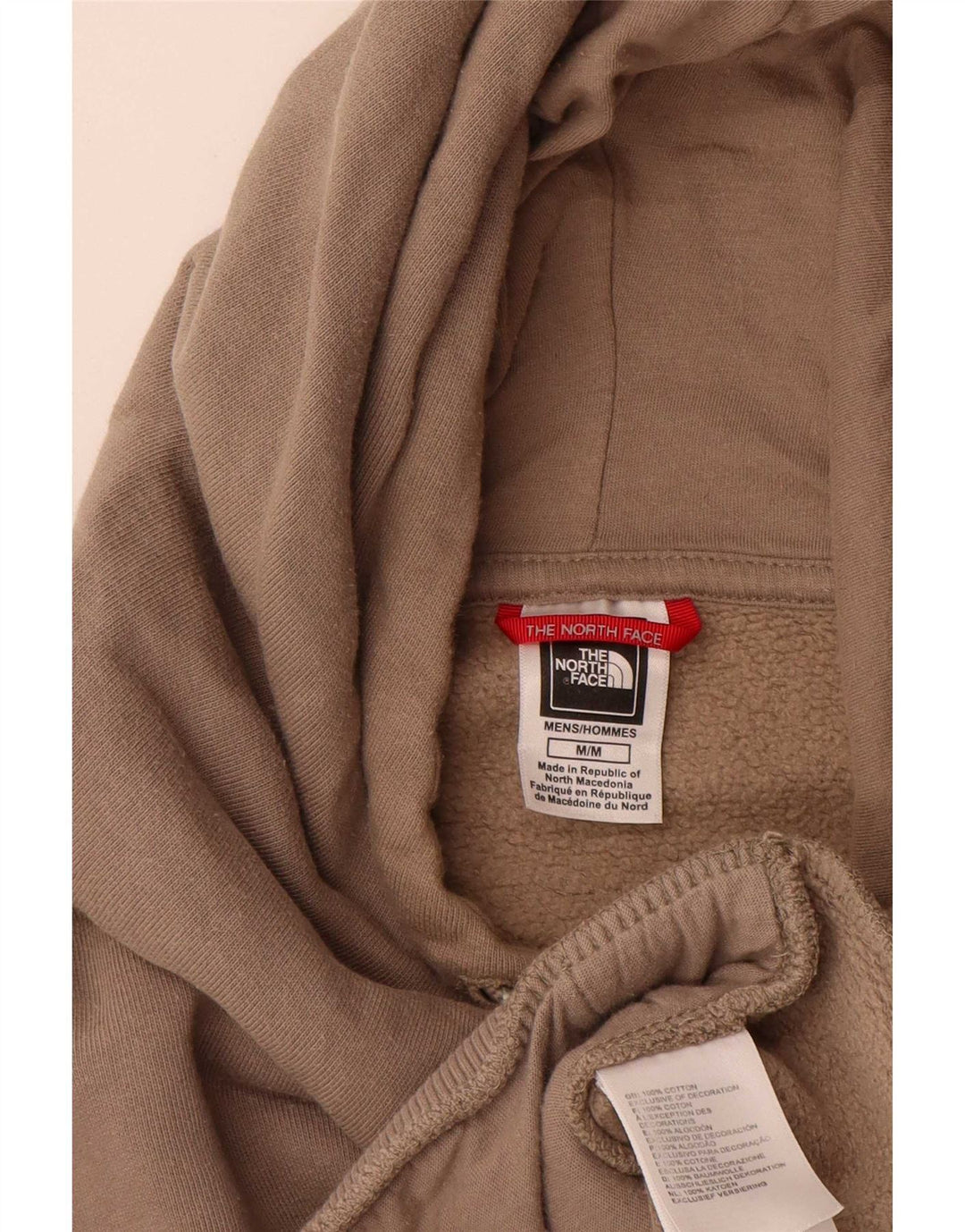 The North Face Mens Hoodie Jumper Medium Beige Cotton