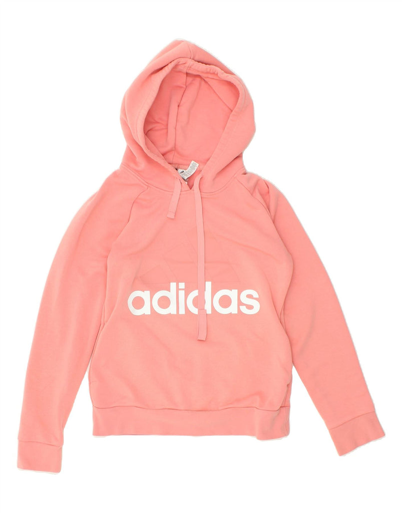 ADIDAS Womens Graphic Hoodie Jumper UK 8/10 Small Pink Cotton | Vintage Adidas | Thrift | Second-Hand Adidas | Used Clothing | Messina Hembry 