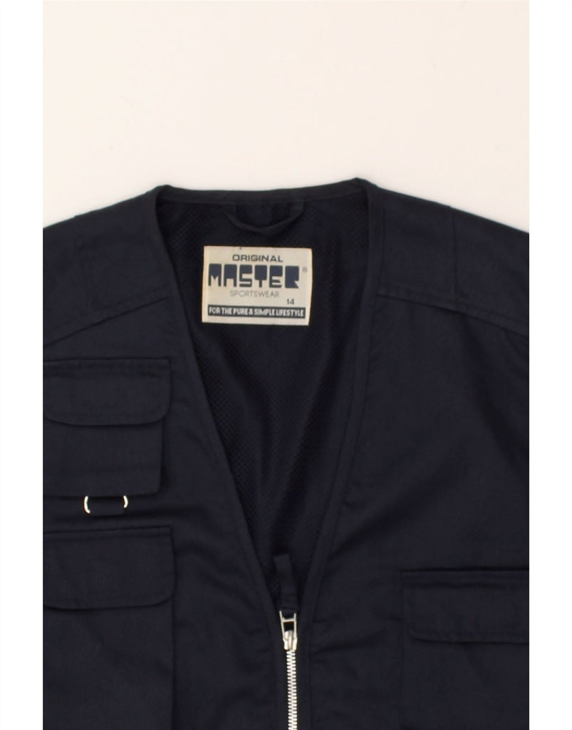 MASTER Boys Utility Gilet 13-14 Years Navy Blue Polyester | Vintage Master | Thrift | Second-Hand Master | Used Clothing | Messina Hembry 