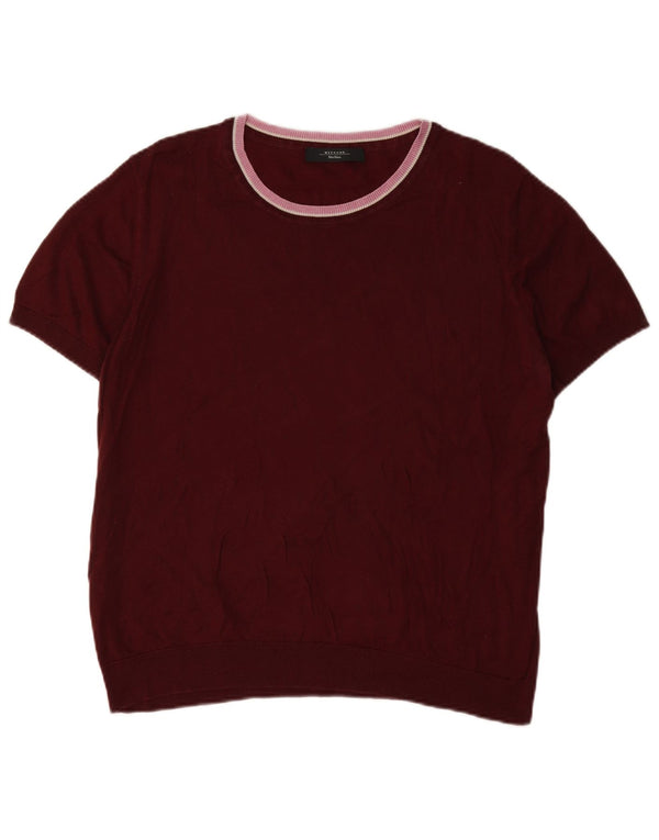 Max Mara Womens Weekend Boat Neck Jumper Sweater UK 16 Large Burgundy