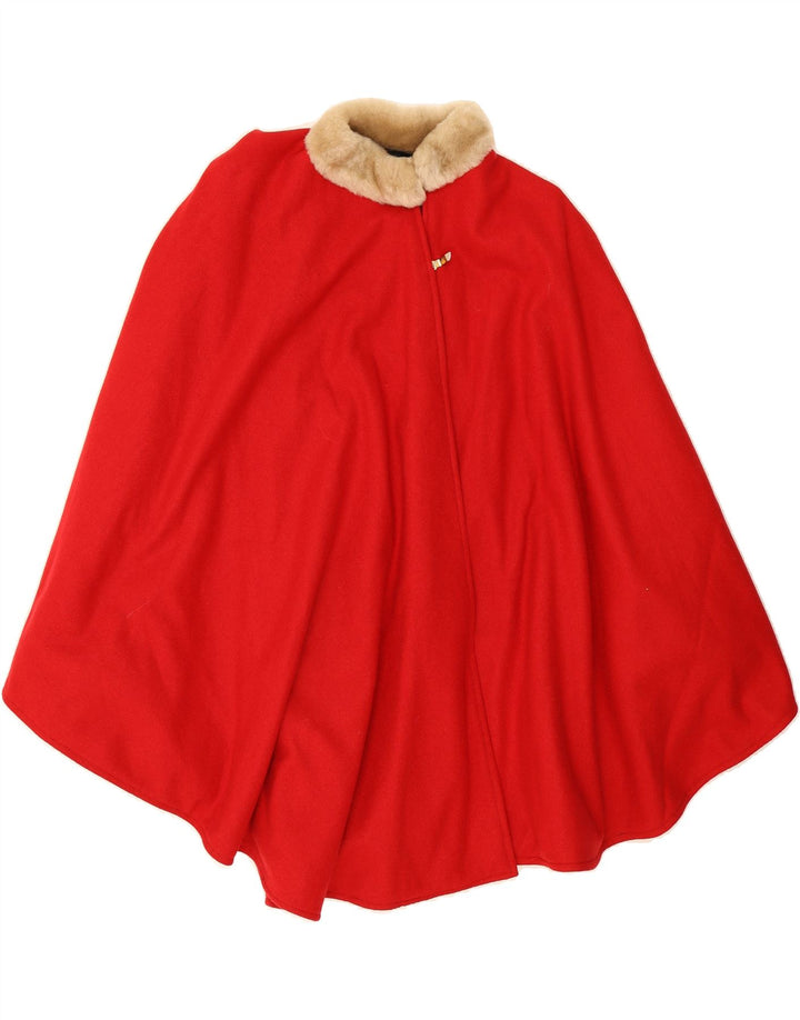 VINTAGE Womens Poncho Coat UK 16 Large Red Vintage Vintage and Second-Hand Vintage from Messina Hembry 