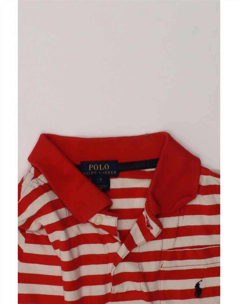 POLO RALPH LAUREN Girls Polo Shirt 6-7 Years Red Striped Cotton | Vintage Polo Ralph Lauren | Thrift | Second-Hand Polo Ralph Lauren | Used Clothing | Messina Hembry 