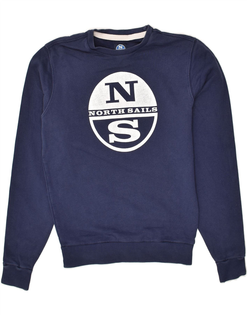 NORTH SAILS Mens Graphic Sweatshirt Jumper Small Navy Blue | Vintage North Sails | Thrift | Second-Hand North Sails | Used Clothing | Messina Hembry 