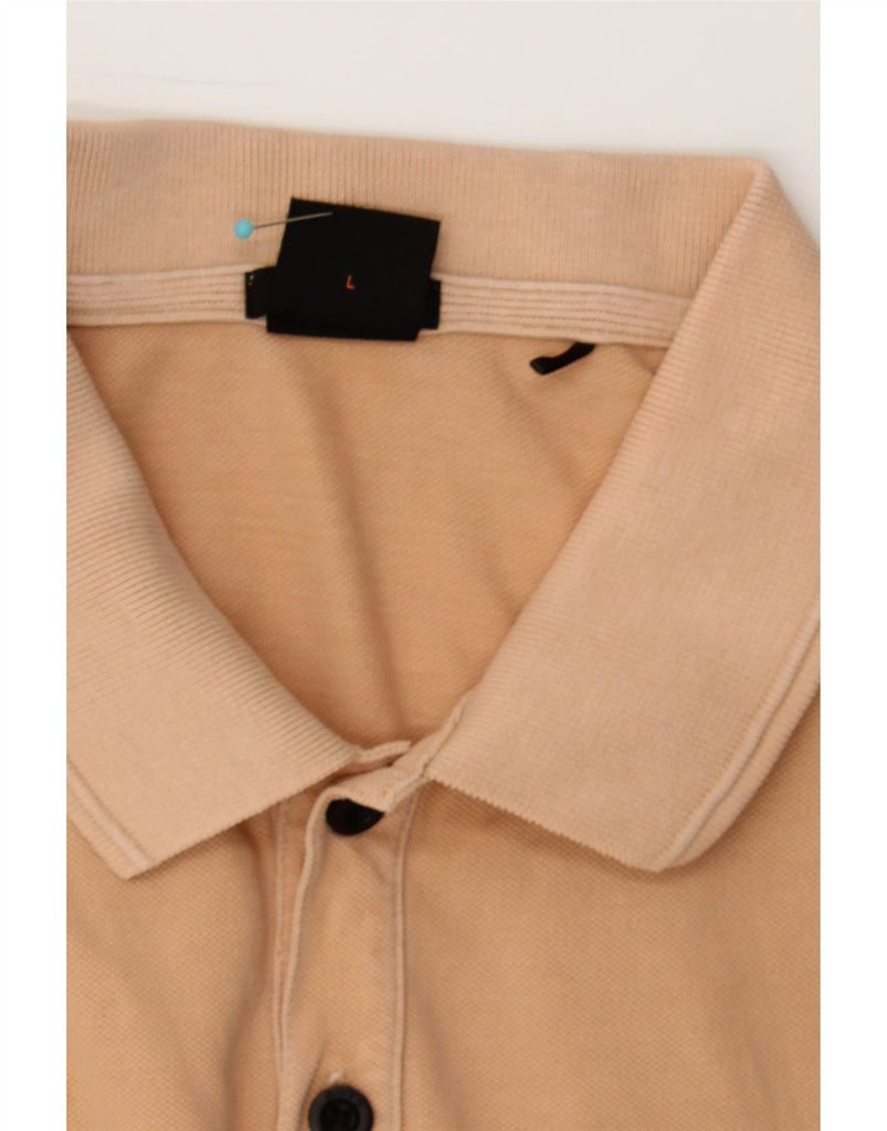 HUGO BOSS Mens Slim Fit Polo Shirt Large Beige Cotton Vintage Hugo Boss and Second-Hand Hugo Boss from Messina Hembry 