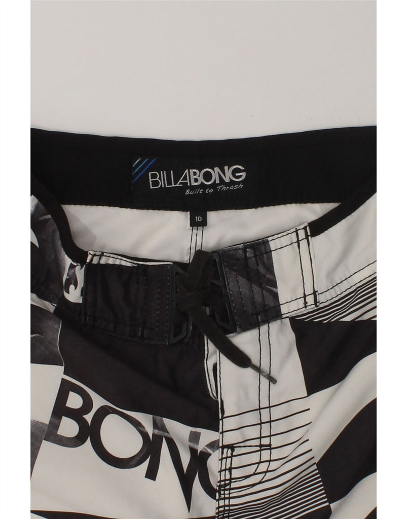 BILLABONG Boys Graphic Swimming Shorts 9-10 Years Grey Polyester | Vintage Billabong | Thrift | Second-Hand Billabong | Used Clothing | Messina Hembry 