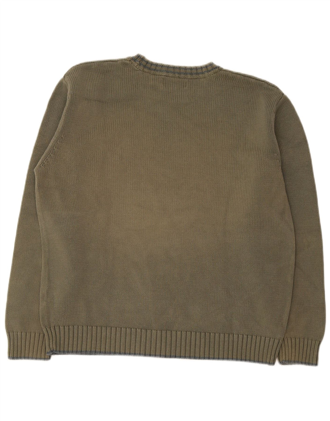 Marks & Spencer Mens Crew Neck Jumper Sweater Large Green Cotton