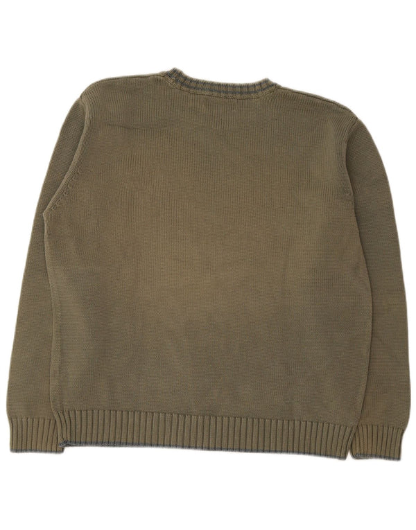 Marks & Spencer Mens Crew Neck Jumper Sweater Large Green Cotton