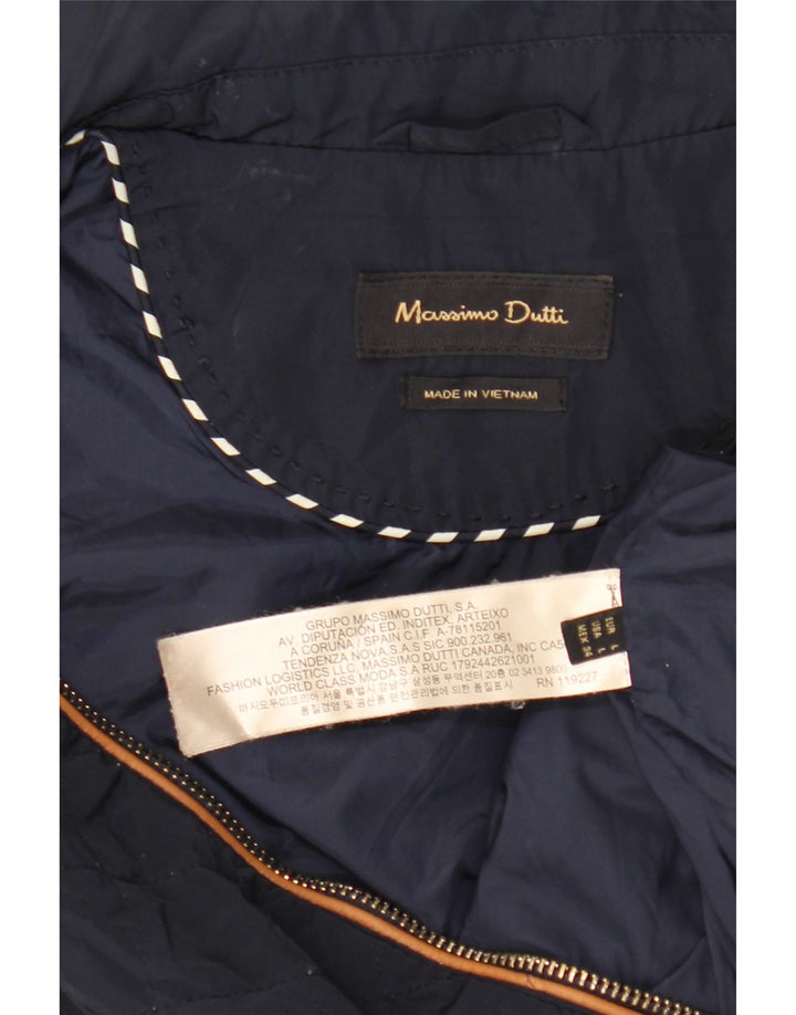 Massimo Dutti Womens Quilted Gilet UK 14 Large Navy Blue Nylon