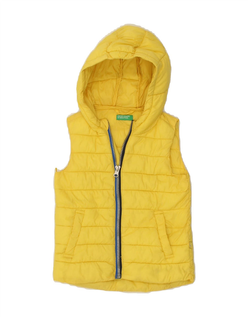 BENETTON Boys Hooded Padded Gilet 3-4 Years Yellow Polyester | Vintage Benetton | Thrift | Second-Hand Benetton | Used Clothing | Messina Hembry 