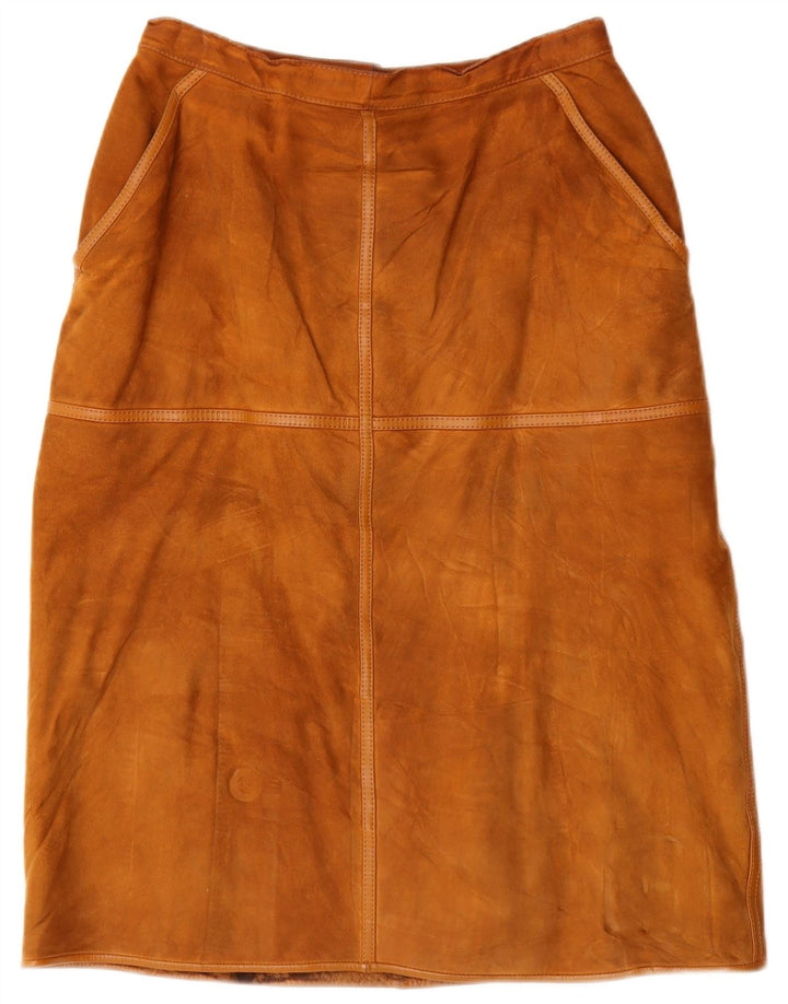 Lesy Womens Suede Skirt IT 46 Large W27  Brown Leather
