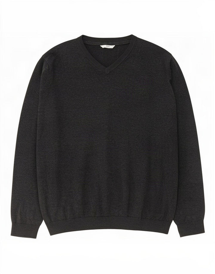 Marks & Spencer Boys V-Neck Jumper Sweater 15-16 Years Grey Cotton