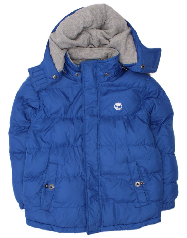 Timberland Boys Hooded Padded Jacket 7-8 Years Blue Polyester