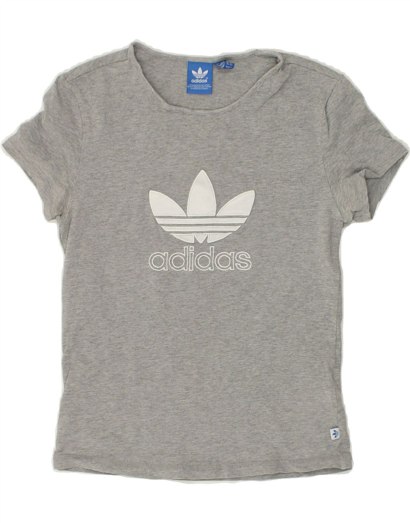 ADIDAS Womens Graphic T-Shirt Top UK 8 Small Grey Cotton | Vintage Adidas | Thrift | Second-Hand Adidas | Used Clothing | Messina Hembry 