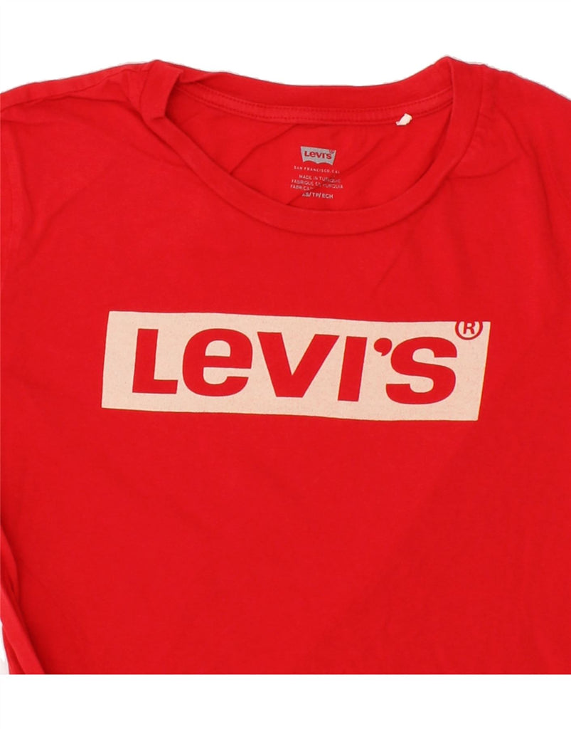 LEVI'S Womens Graphic T-Shirt Top UK 6 XS Red Vintage Levi's and Second-Hand Levi's from Messina Hembry 