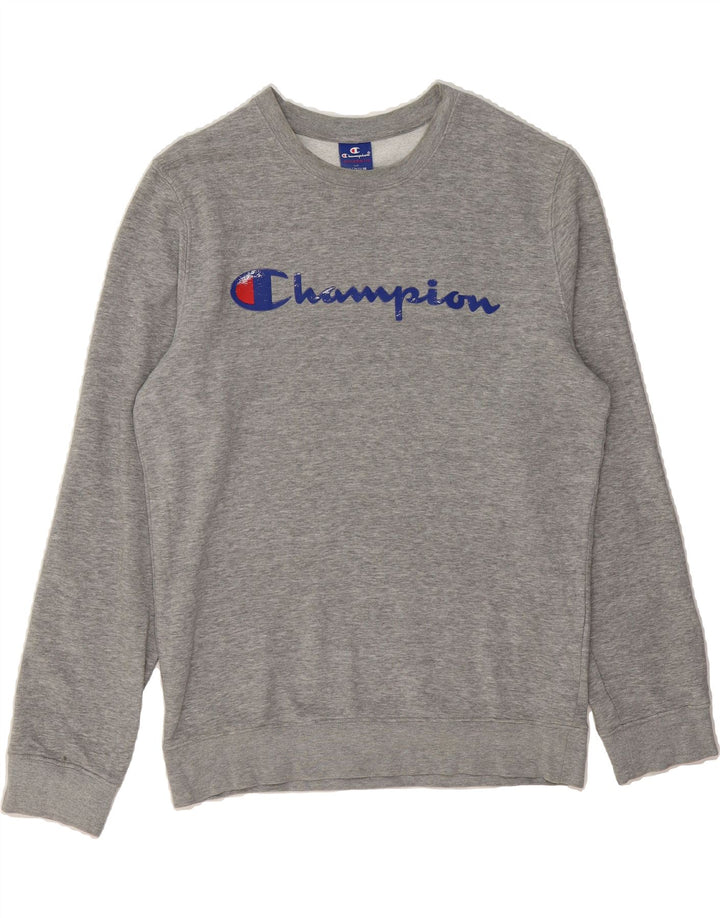 CHAMPION Mens Graphic Sweatshirt Jumper Medium Grey Cotton Vintage Champion and Second-Hand Champion from Messina Hembry 