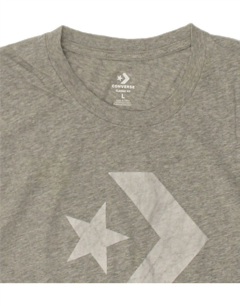 CONVERSE Womens Classic Fit Graphic T-Shirt Top Large Grey Cotton | Vintage Converse | Thrift | Second-Hand Converse | Used Clothing | Messina Hembry 